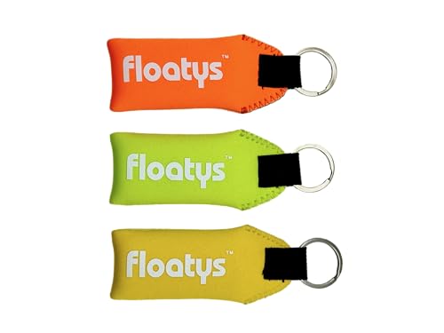 Floatys Floating Keychain Neoprene | Pocket Size Floats 3 Keys | 3 Pack with High Visibility Orange, Green, Yellow | For Paddleboarding, Boating, Fishing, Kayaking, Watersports