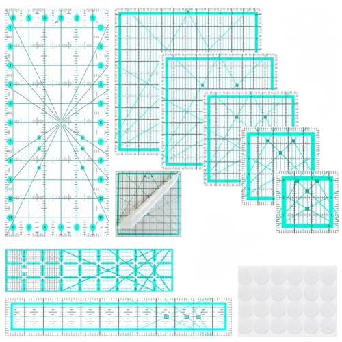 Quilting Rulers,8 Quilting Rulers(3.5"x3.5",5"x5", 8"x8",10"x10",12.5"x12.5",6.5"x12",2"x12",3"x9") Acrylic Quilting Ruler