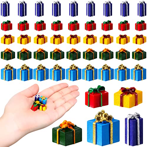 Bucherry 50 Pcs Christmas Miniatures for Crafts Multicolor Mini Christmas Ornaments Decor Miniature Christmas Figurines Xmas Charms for Craft Mini Tree Decor DIY Garden Accessories