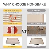 HONGBAKE Baking Sheet Pan Set, Cookie Sheets for Oven, Nonstick Half/Quarter/Jelly Roll Pans with Diamond Texture Pattern, Heavy Duty Cookie Tray