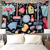 KOSPOGO Seamless Picture of Cleaning Set Tapestry Wall Hanging 90x60 Inch Bedroom Living Room Home Party Banner Decoration Tapestries