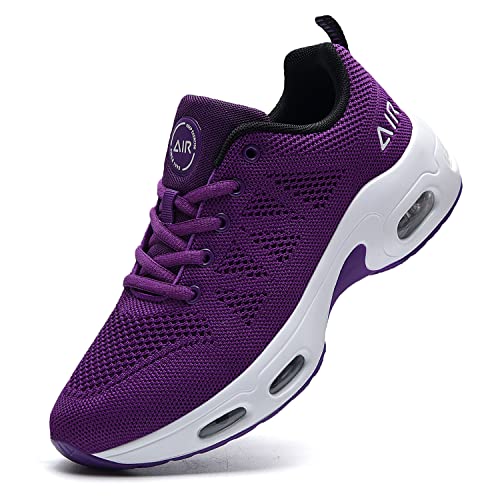 Air Shoes for Women Running Tennis Shoes Breathable Jogging Walking Athletic Shoes Fashion Sneaker Purple 7.5