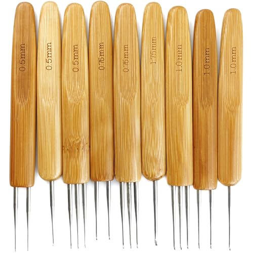 GXXMEI 9PCS Dreadlock Crochet Hook for Hair Dreadlock Needle Tool for Braid Craft Dread Locks Crochet Needles 0.5mm 0.75mm 1mm 1.75mm