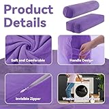 ROYALAY 2 Pcs Yoga Bolster Pillow for Restorative Yoga, Rectangular and Cylinder Meditation Pillow Set with Carrying Handles, Supportive Cushion for Exercise Workout Stretching Meditation,Purple