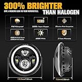 MGLLIGHT DOT 7 Inch Halo LED Headlight High/Low Beam, Motorcycle LED Headlight Projector Plug and Play 7'' round led Headlamp, 1PC Black