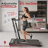 Hccsport Treadmill with Incline, 3 in 1 Under Desk Treadmill Walking Pad with Removable Desk Workstation 3.5HP Foldable Compact Walking Treadmill for Home Small Office with Wristband Remote Control