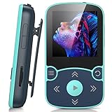32GB MP3 Player with Clip, AGPTEK Bluetooth 5.0 Lossless Sound with FM Radio, Voice Recorder for Sport Running, Supports up to 128GB TF Card, Blue