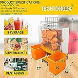 TECHTONGDA Commercial Juicer Machine, Orange Squeezer for 22-30 per Minute, Lemon Juice Extractor Citrus Juicer, Electric Orange Juice Machine with Pull-out Filter Box and 2 Peels Collecting Buckets