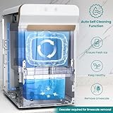 Gevi Household V2.0 Countertop Gemi Nugget Ice Maker | Self-Cleaning Pellet Ice Machine | Open and Pour Water Refill | Stainless Steel Housing | Fit Under Wall Cabinet | White