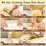 LUOLAO Wooden Kids Safe Knife and Kids Baking Set for Real Cooking, 6 PCS Toddler Montessori Kitchen Tools, Cooking and Baking for Kids Little Chefs