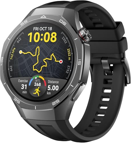HUAWEI Watch GT 5 Pro 46 mm Smartwatch, Sharp-Edged Design, up to 14 Days Battery Life, Pro-Level Sports Watch, Health Tracking, Compatible with iOS and Android, Titanium (GT 5 Pro 46 mm, Black)