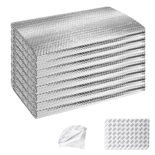 Garage Door Insulation Kit 8P Double Bubble Window Heat Insulation Panels, 6MM 24" x 48" Reflective Aluminum Foil Summer/Winter Barrier Insulation Sheets with 120 Adhesive Tapes for Garage Attic Wall