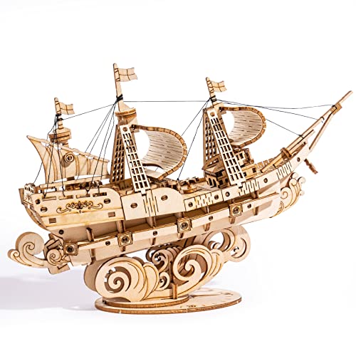 RoWood 3D Wooden Puzzle for Adults, Vintage Wooden Watercraft Model Kit to Build, Best Gift Ideas - Sailling Ship