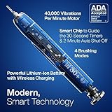 Aquasonic Vibe Series Ultra-Whitening Toothbrush – ADA Accepted Electric Toothbrush - 8 Brush Heads & Travel Case – 40,000 VPM Motor & Wireless Charging - 4 Modes w Smart Timer – Sapphire Blue