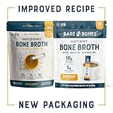 Bare Bones Chicken Bone Broth Instant Powdered Mix | Rich Savory Packets on-the-Go No Artificial Flavors | Keto & Paleo Friendly | 10g Protein | 16 Pack