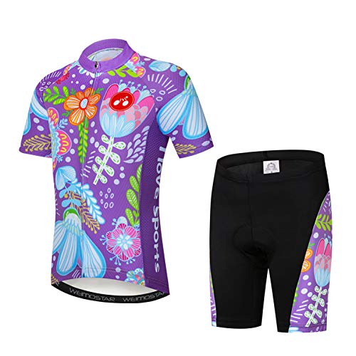 Cycling Jersey Shorts Set Padded Kids Bicycle Top Suit Children Bike MTB Shirt Boy Girl Mountain Road Clothing Short Racing Riding Tights Black M