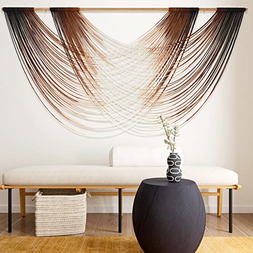 Flber Macrame Wall Hanging Brown Boho Wall Decor Large Boho Yarn Tapestry Living Room Bedroom Home Wall Decor 59" W x 35" L