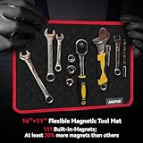 AIUITIO 5-Piece Flexible Magnetic Tool and Parts Mat, 3 Sizes Flexible Magnetic Tool Holder - Thin Profile Perfect for Toolbox Drawers - Tool Holder Conforms to Body Panels