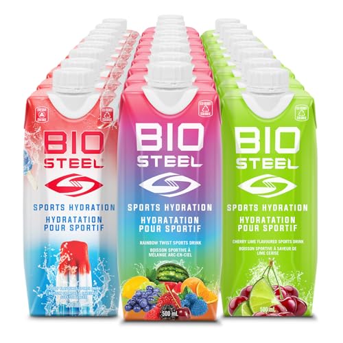 BioSteel Instant Hydration Electrolyte Drink, 24 Pack Variety - Cherry Lime, Ice Pop, Rainbow Twist, Essential Electrolytes for Sports Recovery, Rapid Performance Hydration, Ready to Drink