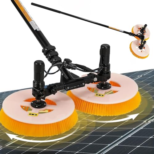 Electric Solar Panel Cleaning Brush & Water Fed Pole Kit, Telescopic Rod PV Panel Wash Cleaning Machine, 65cm Cleaning Wide,Mains Electricity-5.5m/18ft