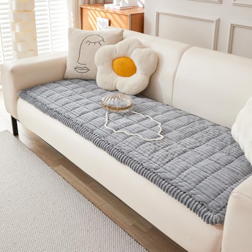 Awjcsv Couch Cover for Dogs Washable, Fuzzy Pet Couch Covers for 3 Cushion Sofa Pet Friendly, Non Slip Sofa Cover (Light Gray, 27.6" x 70.9")