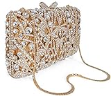 MOSSMON Luxury Crystal Clutch Women Rhinestone Evening Bag for Party and Wedding Gold