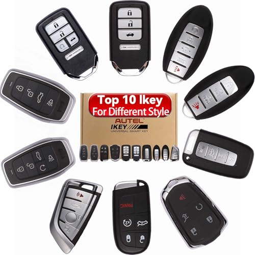 Autel Ikey MaxiIM IKEYTOP10 Universal Smart Key 10 Pack, for Chrysler Dodge Hyundai BMW GM H0nda Nissan Vehicles Key Replacement, 315/433MHz Frequency, Programmed by IM608 Pro II IM508S KM100