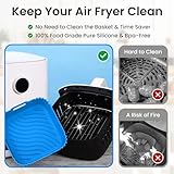 Redfly 3 Air Fryer Silicone Liners, Square Air Fryer Liners, Silicone Air Fryer Liners Reusable for 4-5.5 QT, Airfryer Liners Silicone, Air Fryer Accessories Red&Blue&Black, Top 7.9 In, Bottom 7 In