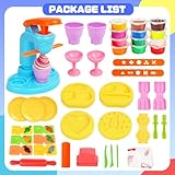 SANCO Playdough - 45Pcs Ice Cream Dough Maker Set with 12 Colors Clay Dough, Kitchen Creations Toy Food Playdough Sets for Kids 3-8 , Birthday for Boys & Girls