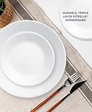 Corelle Vitrelle 18-Piece Service for 6 Dinnerware Set, Triple Layer Glass and Chip Resistant, Lightweight Round Plates and Bowls Set, Winter Frost White