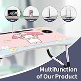 Kawaii Laptop Desk Foldable Kawaii Bed Desk Table Cute Folding Breakfast Tray Portable Lap Standing Desk Notebook Stand Reading Holder for Bed/Couch/Sofa/Floor (Pink)