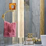 Hand Towel Holder for Bathroom Wall, Elegent Towel Hook with Candle Holder, Gold Towel Ring, Towel Rack Wall Mounted Hanger for Bathroom, Kitchen, Entryway, Drill Holes