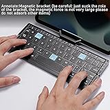 Mini Foldable Bluetooth Keyboard with Magnetic Stand,Aluminum Alloy Mini Quiet Folding Keyboard Portable Lightweight Portable Bluetooth Keyboard Android Rechargeable Keyboard for Tablet,iPad, Phones