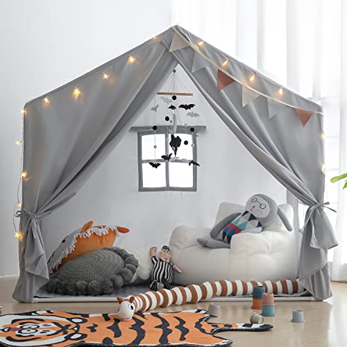 Kids Play Tent with Mat, Razee Large Playhouse Tent Indoor, Play House Kids Tent Castle Tent for Girls Boys, Play Cottage (Grey)