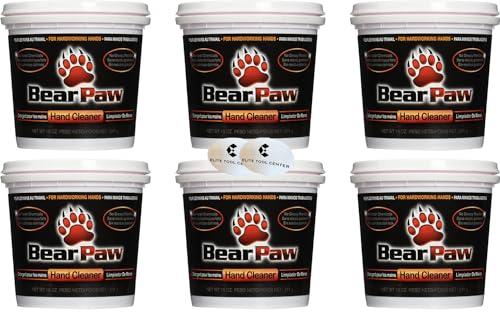 Elite Tool Center 6 Pack 18oz Bear Paw Hand Cleaner; Removes Dirt, Grease, Grime, Paint, Ink, Tar, Adhesives, Varnish and Virtually Everything Else From Hard Working Hands Stickers