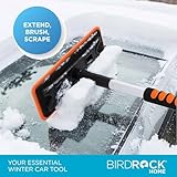 BIRDROCK HOME 36" Extendable Snow Pusher Brush & Detachable Ice Scraper for Cars | Aluminum Grip for Car, Truck, SUV | Safe on Auto Windshield & Windows | Wide Frost Remover for Semi & Small Vehicles