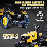 Hetoy 3 in 1 Ride on Tractor, Excavator & Bulldozer, 24V Electric Vehicle w/Trailer, Shovel Bucket, Digger, Remote Control, EVA Tire, LED Light, Music, USB & Bluetooth, Kids Ride on Car, Orange