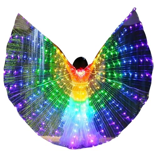 Myohyinwon Light Up Led Isis Wings Belly Dance Carnival Rave Disco Costumes Outfits for Women Adults for Christmas Halloween Party (Colorful)