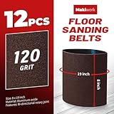 8 inch x 19 inch 120 Grit Sanding Belts, 12 Pack, EZ 8 Drum Sander Sandpaper Rolls for Woodworking and Floor Polishing, Aluminum Oxide Sander Sleeves