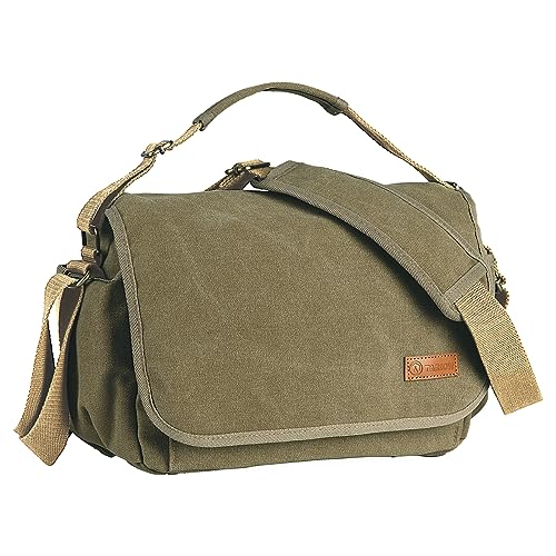 TARION Canvas Camera Bag Crossbody - Vintage Photo Bag DSLR Camera Messenger Bag Single Shoulder Bag Photo Bag Case for Women Men Street Urban photography With Waterproof Raincover Green RS-01