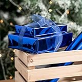 RUSPEPA Royal Blue Metallic Wrapping Paper - 81.5 Sq Ft - Solid Color Paper Perfect for Wedding,Birthday,Christmas,Baby Show - 30 inches x 32.8 feet