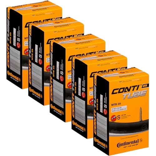 Continental Bicycle Tubes MTB 28 29 (1.75-2.25) Presta Valve 42mm Bike Tube - Value Bundle (Pack of 5) Bicycle Tube