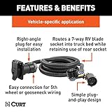 CURT 56070 7-Foot Vehicle-Side Truck Bed 7-Pin Trailer Wiring Harness Extension, Select Chevrolet, Dodge, Ford, GMC, Nissan, Ram, Toyota , black