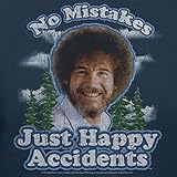 Bob Ross Graphic T-Shirt for Men and Women - No Mistakes, Just Happy Accidents - Short Sleeve (X-Large, Blue)