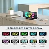 Digital Alarm Clock, Large LED Digital Clock for Bedrooms with 10 Color Changing Night Light, Adjustable Brightness, USB Charging Port, Bedside and Desk Clock for Living Room Office Decor (Black)