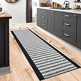 Timo Long Rugs for Hallway 2'x8' Non Slip Water Absorbent Extended Entrance Door Mat, Kitchen Throw Rugs with Rubber Backing Machine Washable Carpet for Corridor Entryway Petmat Office Entryway Black