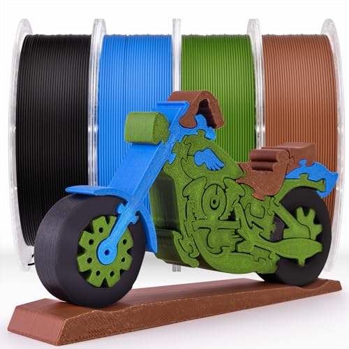 AMOLEN Matte PLA 3D Printer Filament Bundle 4KG, PLA Filament 1.75mm with Smooth Finish, 3D Printing Filament for Most FDM 3D Printers, 1KG X 4 Spools, Brown Blue Black Green