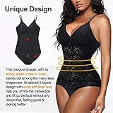 BRABIC Lace Bodysuit for Women Tummy Control Shapewear Sleeveless Tops V-Neck Backless Camisole Jumpsuit Shaper (Black, Large)