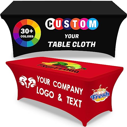 Custom Table Cloth with Business Logo Custom Tablecloth Custom Table Runner with Business Logo Promotional Items Your Logo Table Banner Sign Personalized Table Cloth (Rectangular Spandex 8 FT)