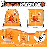 Grneric 110 Pcs Basketball Party Favors Drawstring Backpack with Keychains Silicone Bracelets Stickers for Sports Birthday Supplies Goodie Bags Basketball Themed Gifts